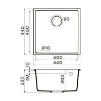 Мойка кухонная Omoikiri Bosen 44-U-ES 4997206, 44 см, tetogranit, цвет espresso