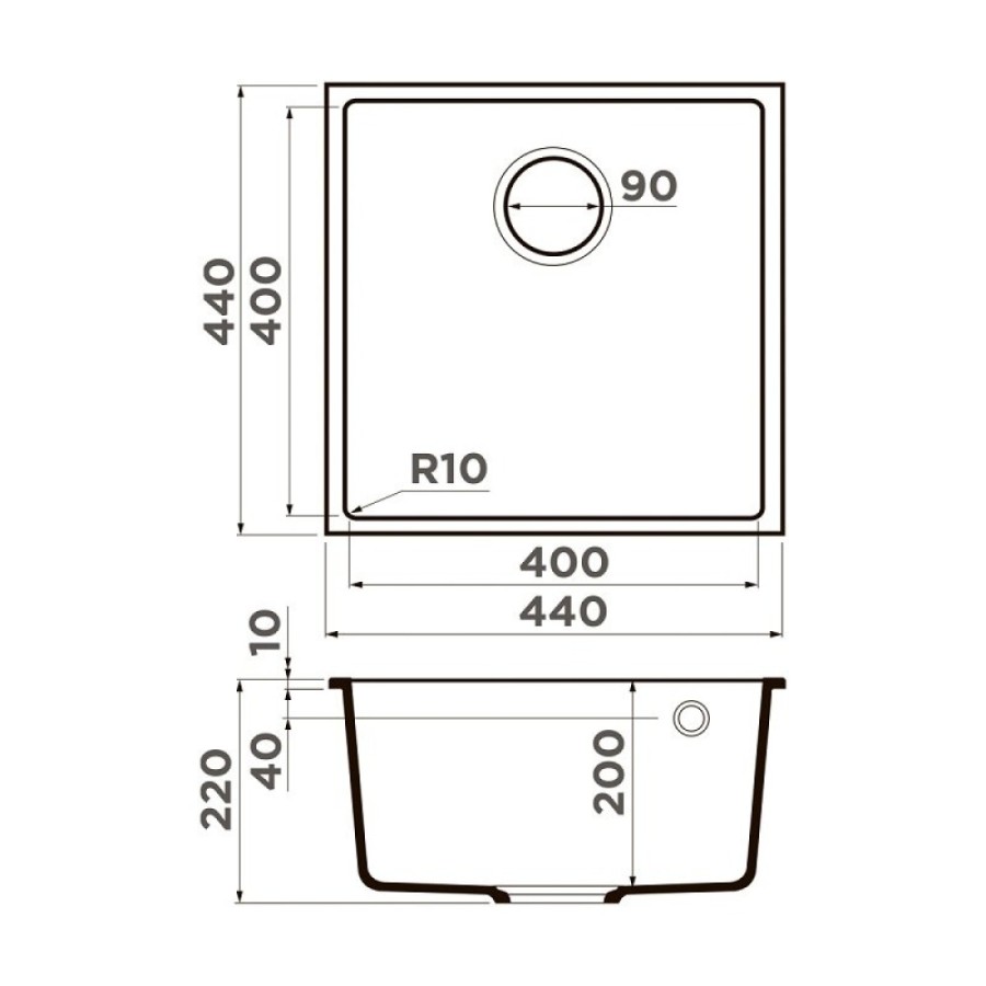 Мойка кухонная Omoikiri Bosen 44-U-ES 4997206, 44 см, tetogranit, цвет espresso