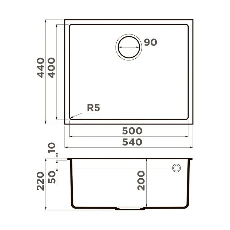 Мойка кухонная Omoikiri Bosen 54-U-ES 4997208, 54 см, tetogranit, цвет espresso