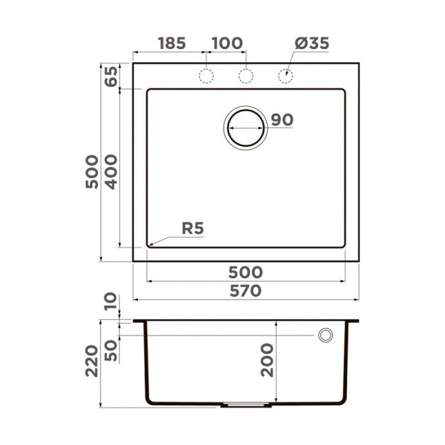 Мойка кухонная Omoikiri Bosen 57-ES 4997209, 57 см, tetogranit, цвет espresso