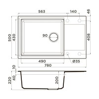 Кухонная мойка Omoikiri Sakaime 78-LB-ES 4997226, 78 см, tetogranit, цвет espresso