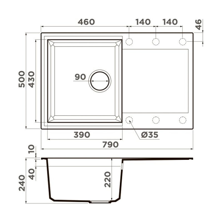 Кухонная мойка Omoikiri Sakaime 79-ES 4997227, 79 см, tetogranit, цвет espresso
