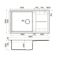 Кухонная мойка Omoikiri Sumi 4997233, 86 см, tetogranit, цвет espresso