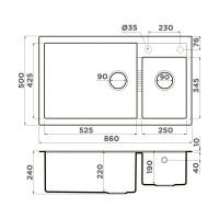 Кухонная мойка Omoikiri Tedori 86-2-LB 4997242, 86 см, tetogranit, цвет espresso
