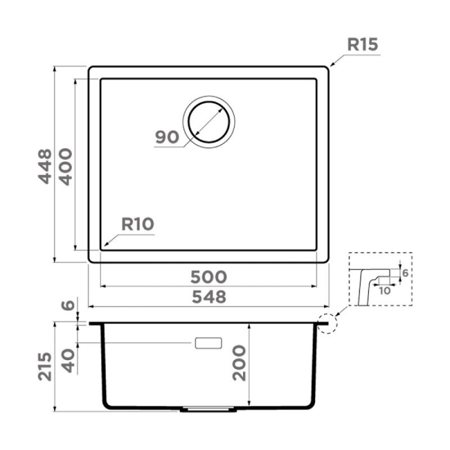 Кухонная мойка Omoikiri Yamakawa 55T Integra 4997269, 55 см, tetogranit, цвет черный