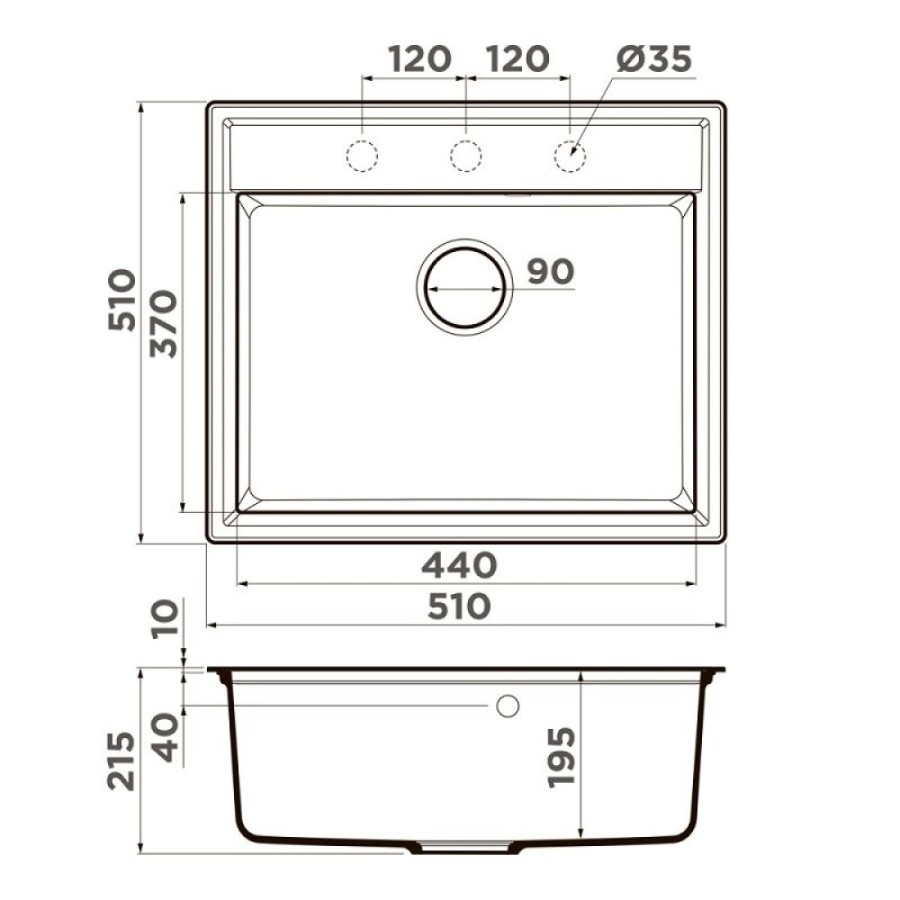 Кухонная мойка Omoikiri Daisen 51-WH 4997304, 51 см, artgranit, цвет белый