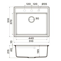 Кухонная мойка Omoikiri Daisen 51-ES 4997305, 51 см, artgranit, цвет espresso