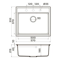 Кухонная мойка Omoikiri Daisen 57-BL 4997308, 57 см, artgranit, цвет черный