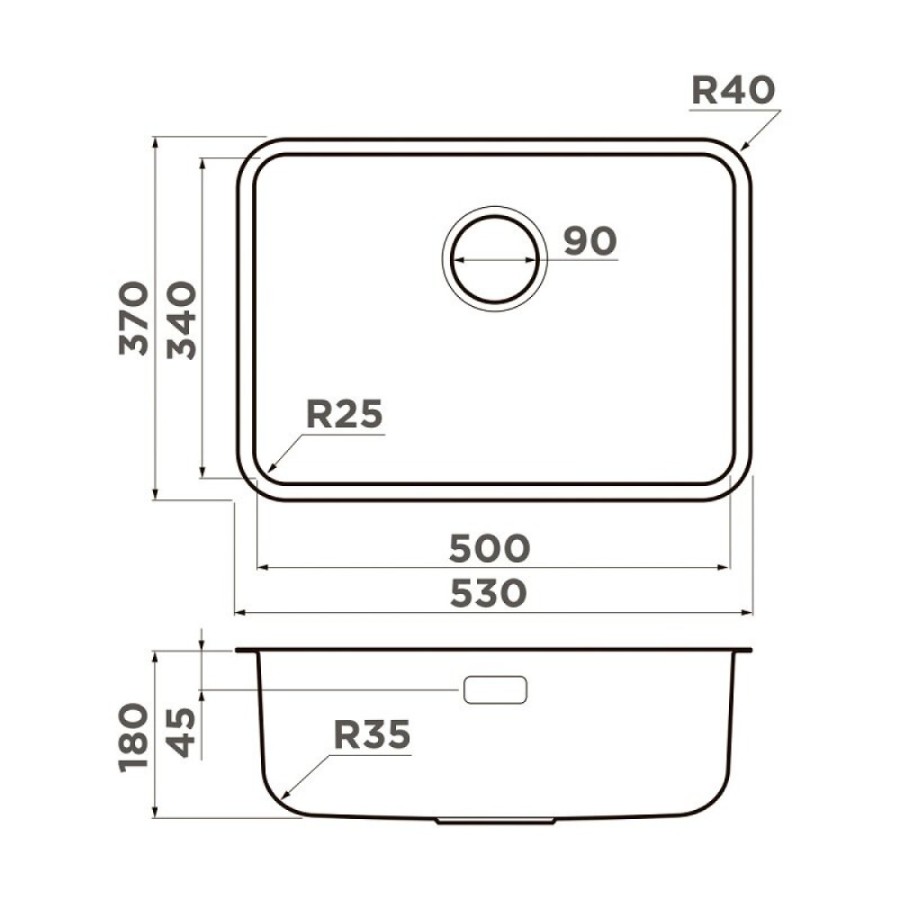 Кухонная мойка Omoikiri Omi 53-U/I Ultra Mini 4997405, 53 см, цвет нержавеющая сталь