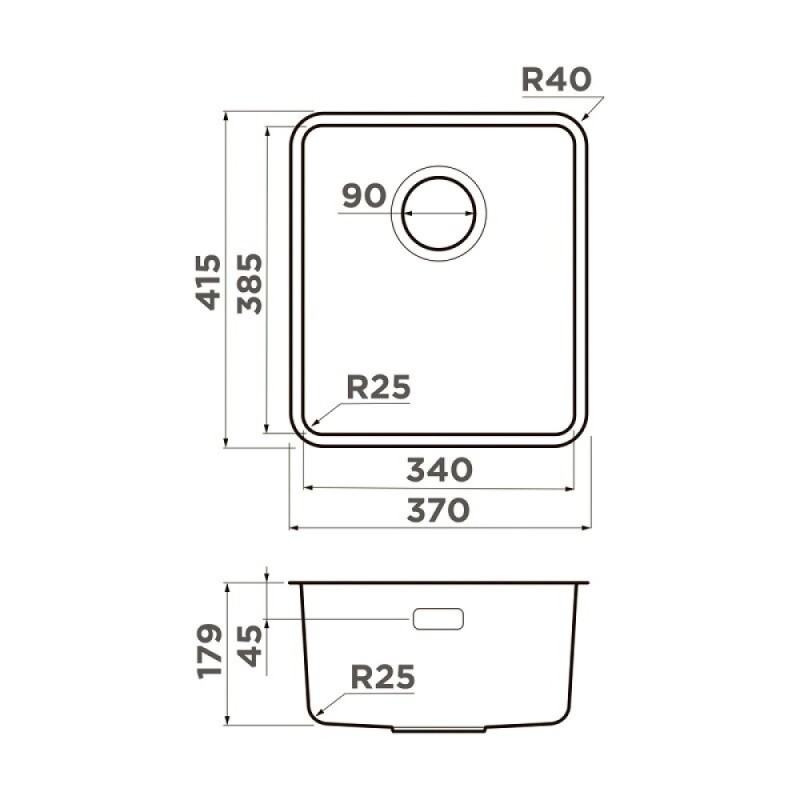 Кухонная мойка Omoikiri Omi 37-U/I Ultra-GB 4997416, 37 см, цвет графит