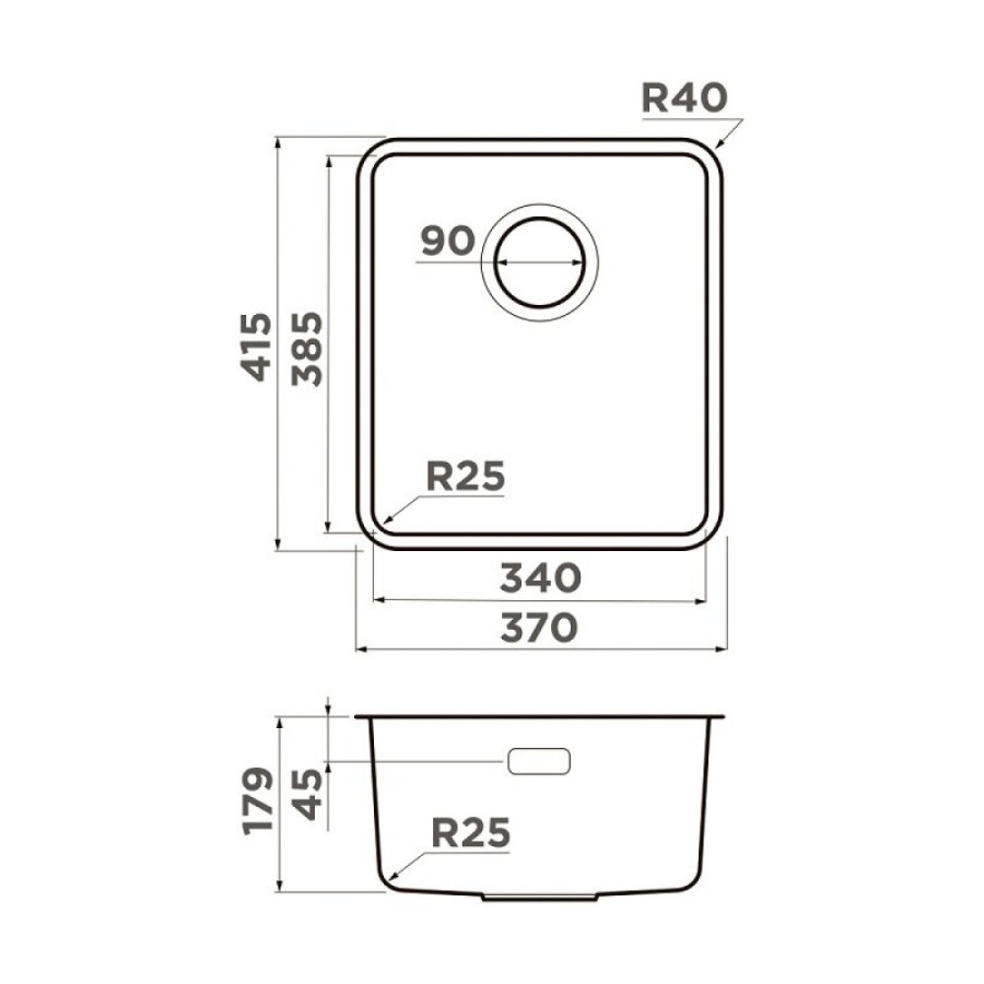 Кухонная мойка Omoikiri Omi 37-U/I Ultra-GB 4997416, 37 см, цвет графит