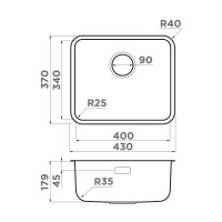 Кухонная мойка Omoikiri Omi 43-U/I Ultra Mini 4997417, 43 см, цвет графит