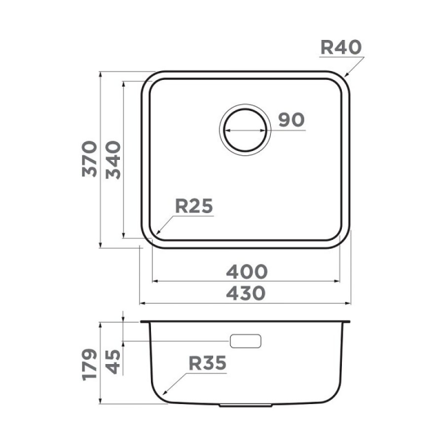 Кухонная мойка Omoikiri Omi 43-U/I Ultra Mini 4997417, 43 см, цвет графит