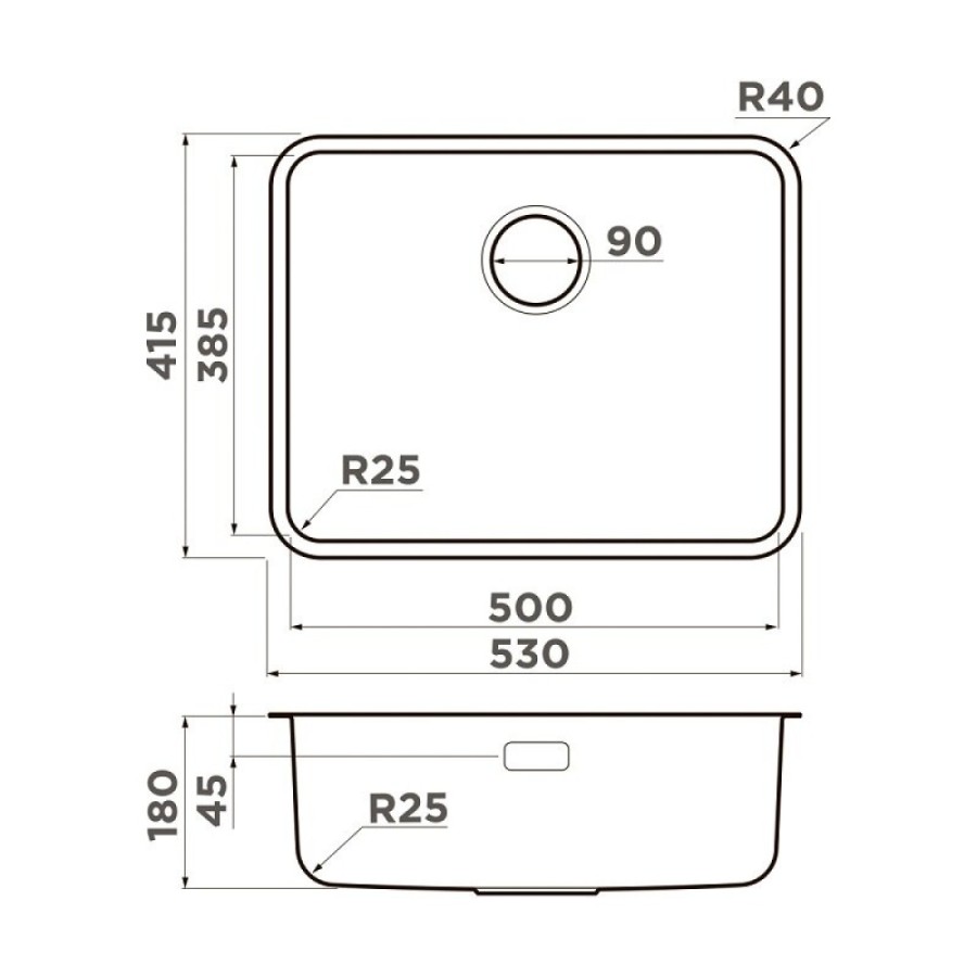 Кухонная мойка Omoikiri Omi 53-U/I Ultra 4997419, 53 см, цвет графит