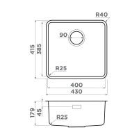 Кухонная мойка Omoikiri Omi 43-U/I Ultra 4997420, 43 см, цвет графит