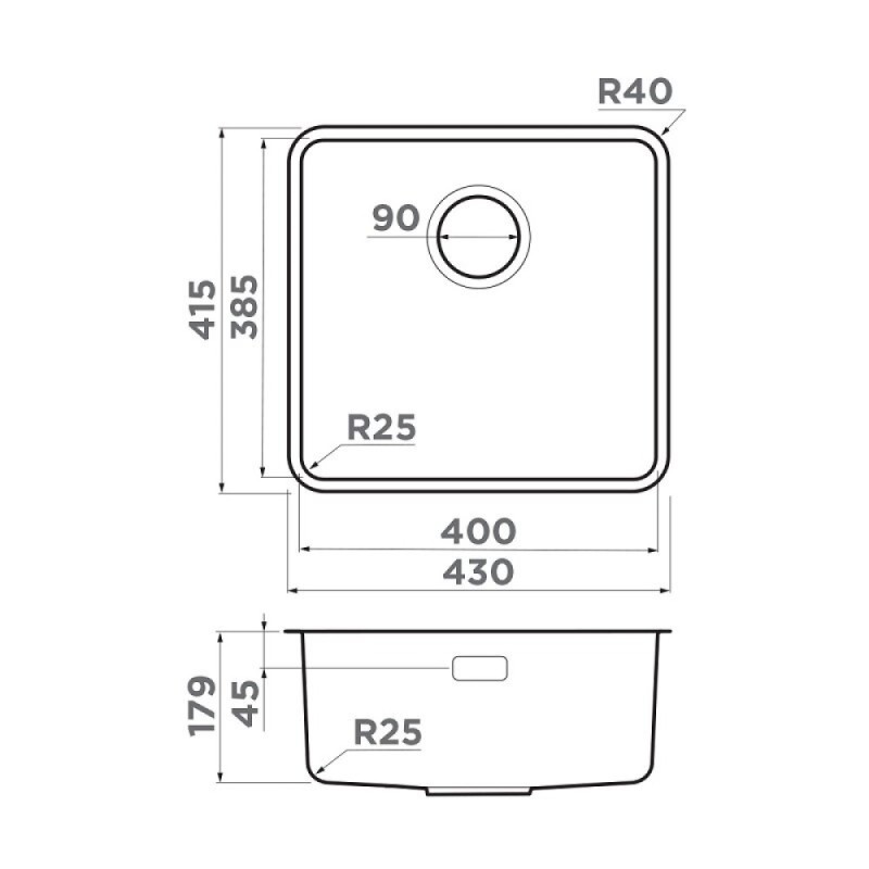 Кухонная мойка Omoikiri Omi 43-U/I Ultra 4997420, 43 см, цвет графит
