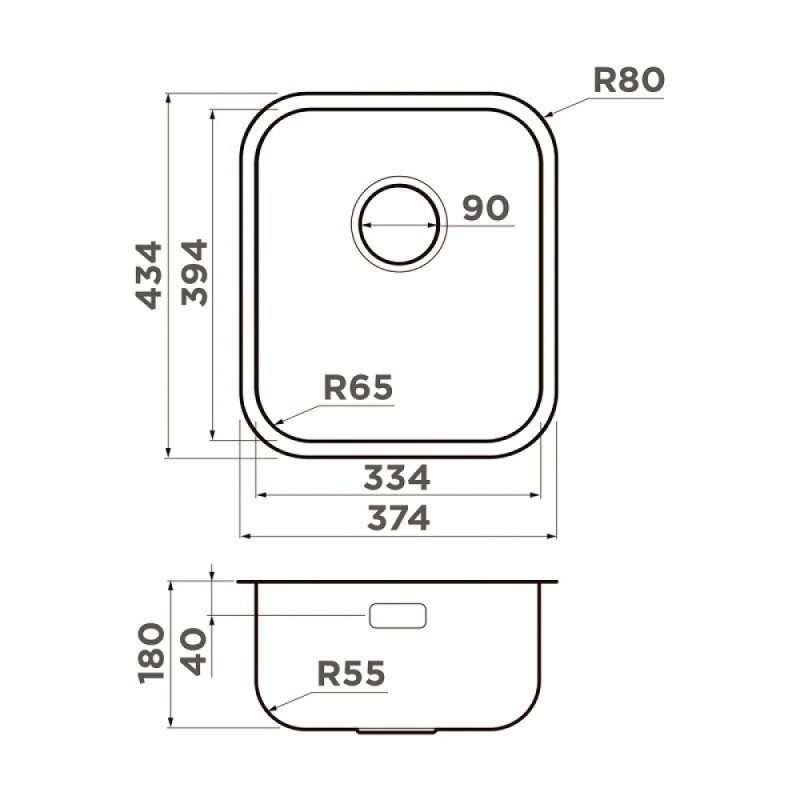 Кухонная мойка Omoikiri Omi 38-U/I-IN 4997435, 38 см, цвет нержавеющая сталь