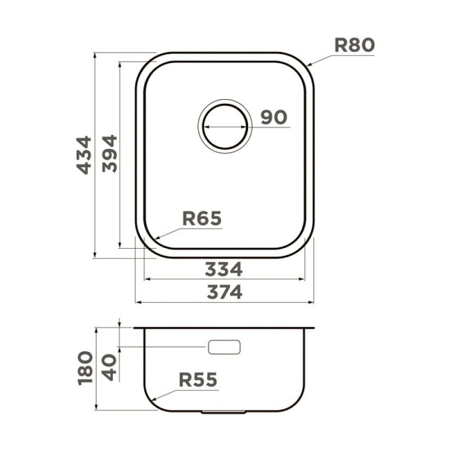 Кухонная мойка Omoikiri Omi 38-U/I-IN 4997435, 38 см, цвет нержавеющая сталь