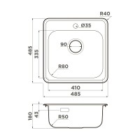 Мойка кухонная Omoikiri Notoro 48-SI 4997437, 48 см, цвет silver matt