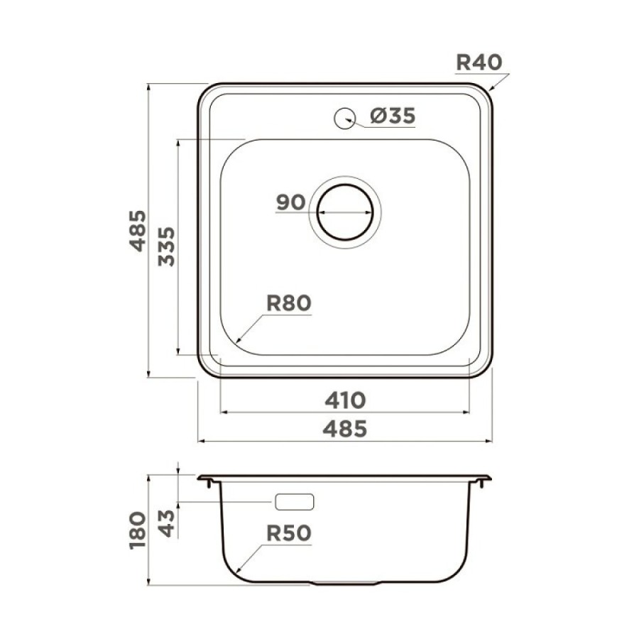 Мойка кухонная Omoikiri Notoro 48-SI 4997437, 48 см, цвет silver matt
