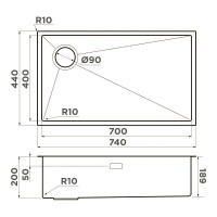 Кухонная мойка Omoikiri Taki 74-U/IF-L Side 4997472, 74 см, цвет светлое золото