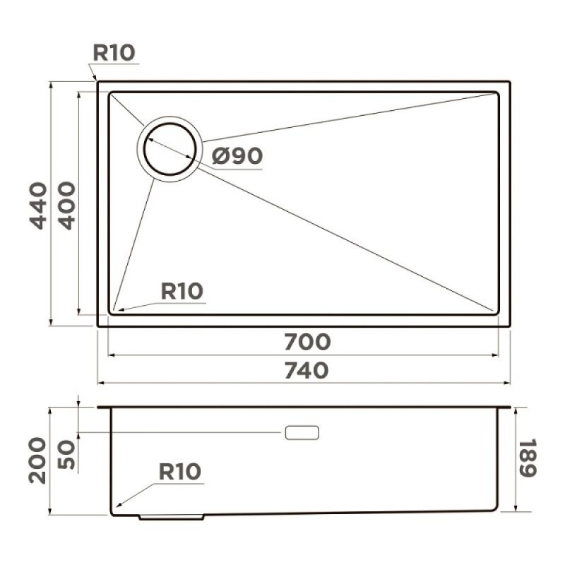 Кухонная мойка Omoikiri Taki 74-U/IF-L Side 4997472, 74 см, цвет светлое золото