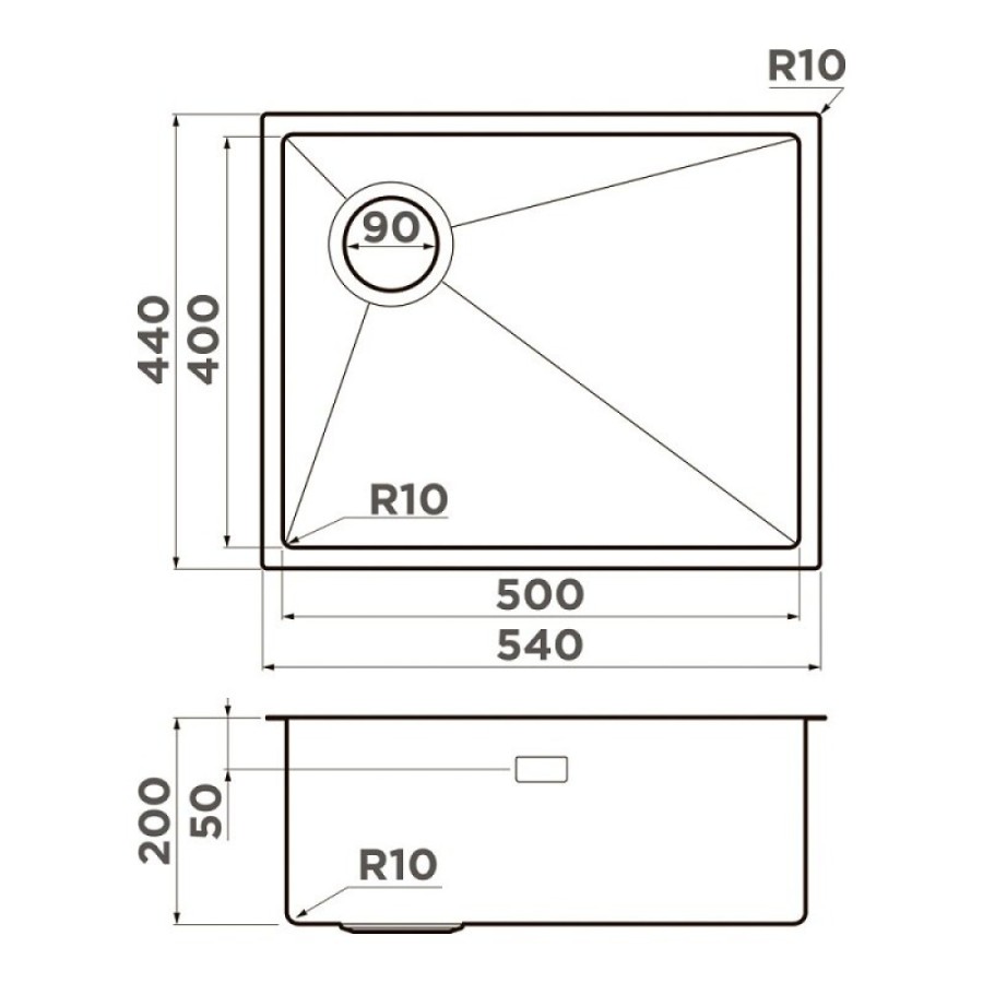 Кухонная мойка Omoikiri Taki 54-U/IF-L Side SF-LG 4997475, 54 см, цвет светлое золото