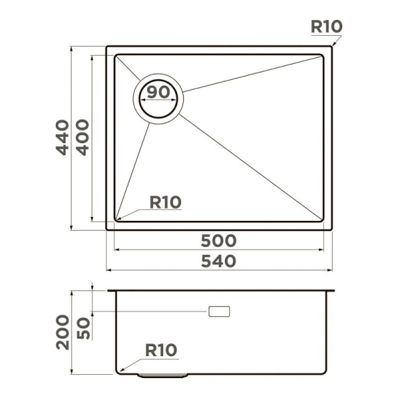 Кухонная мойка Omoikiri Taki 54-U/IF-L Side SF-GB 4997476, 54 см, цвет графит