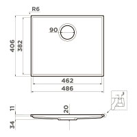 Мойка кухонная Omoikiri Kiten 48-INT-WH 4997477, 48 см, artceramic, цвет белый