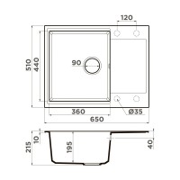Кухонная мойка Omoikiri Daisen 65-ES 4997496, 65 см, artgranit, цвет espresso