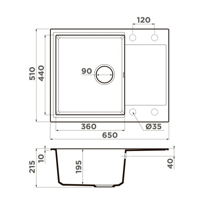 Кухонная мойка Omoikiri Daisen 65-ES 4997496, 65 см, artgranit, цвет espresso