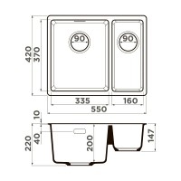 Мойка кухонная Omoikiri Kata 55-2-U-ES 4997500, 55 см, artgranit, цвет espresso