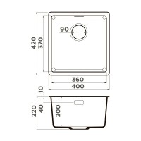 Мойка кухонная Omoikiri Kata 40-U-ES 4997501, 40 см, artgranit, цвет espresso
