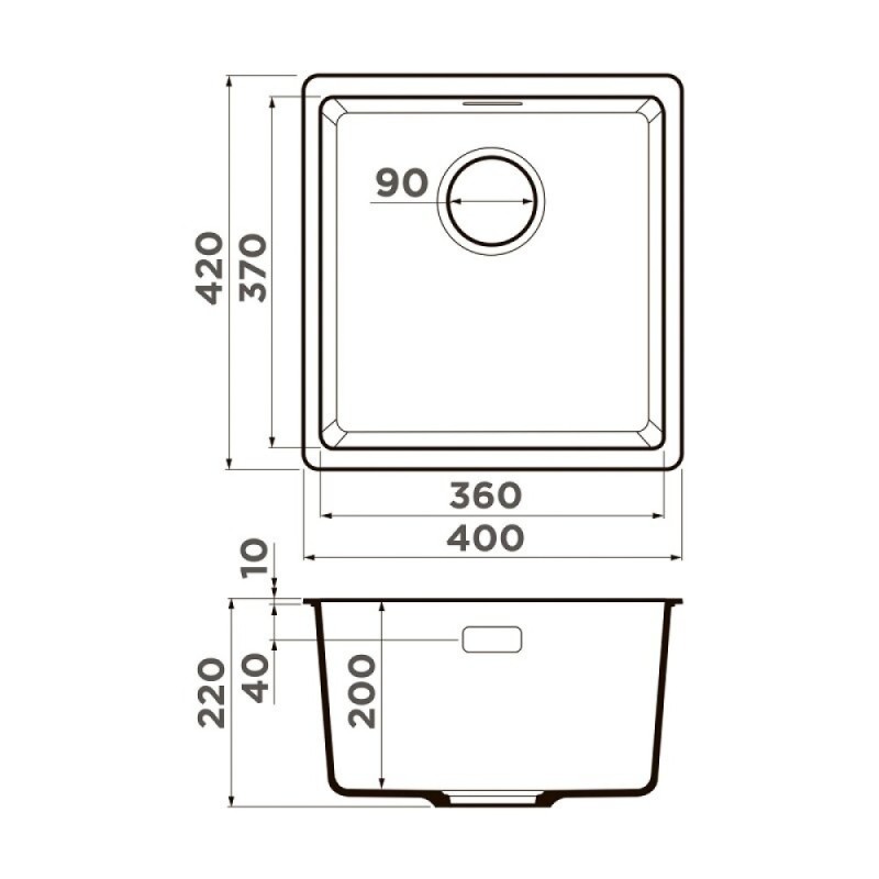 Мойка кухонная Omoikiri Kata 40-U-ES 4997501, 40 см, artgranit, цвет espresso