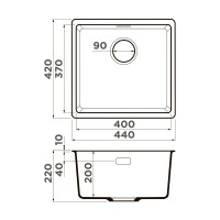 Мойка кухонная Omoikiri Kata 44-U-WH 4997518, 44 см, artgranit, цвет белый