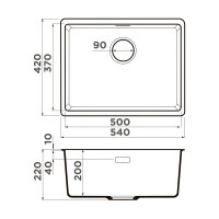 Мойка кухонная Omoikiri Kata 54-U-WH 4997519, 54 см, artgranit, цвет белый