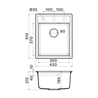 Кухонная мойка Omoikiri Daisen 42-WH 4997520, 42 см, artgranit, цвет белый