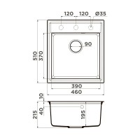 Кухонная мойка Omoikiri Daisen 46-WH 4997521, 46 см, artgranit, цвет белый