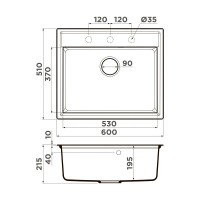 Кухонная мойка Omoikiri Daisen 60-WH 4997522, 60 см, artgranit, цвет белый