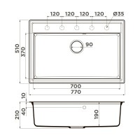 Кухонная мойка Omoikiri Daisen 77-WH 4997538, 77 см, artgranit, цвет белый