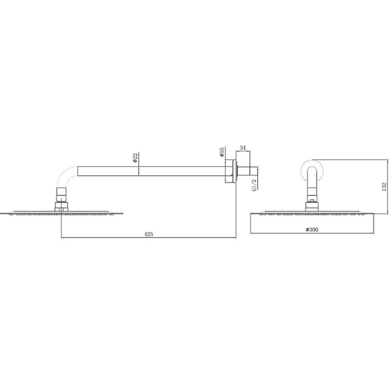 Верхний душ Allen Brau Priority 5.31A17-MG, 30 см, с держателем, графит брашированный