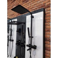 Душевая система Allen Brau Infinity 5.21029-31, верхний и ручной душ, излив, черный матовый