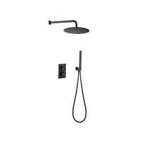 Душевая система Allen Brau Priority 5.31013-31 термостатическая, верхний и ручной душ, черная матовая