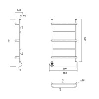Полотенцесушитель электрический, Domoterm Орфей П5 50 x 70, L/R, с терморегулятором, античная бронза