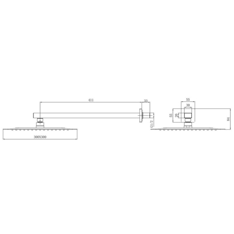 Верхний душ Allen Brau Infinity 5.21A19-00, Slim квадратный, 30 х 30 см, хром