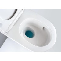 Подвесной безободковый унитаз Geberit One, с технологией смыва TurboFlush, крышка микролифт с белой вставкой, 500.201.01.1