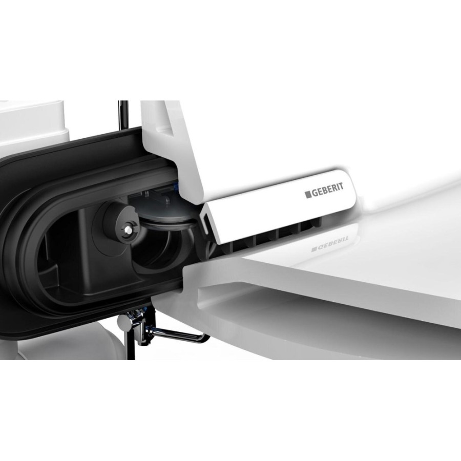 Подвесной безободковый унитаз Geberit One, с технологией смыва TurboFlush, крышка микролифт с глянцевой хромированной вставкой, 500.202.01.1