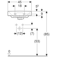Раковина Geberit Smyle Square 500.222.01.1, 45 см, фарфор, белая
