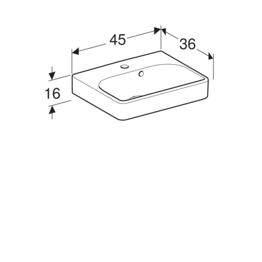 Раковина Geberit Smyle Square 500.222.01.1, 45 см, фарфор, белая