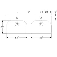 Раковина Geberit Smyle Square 500.223.01.1, двойная, 120 х 48 см, белая